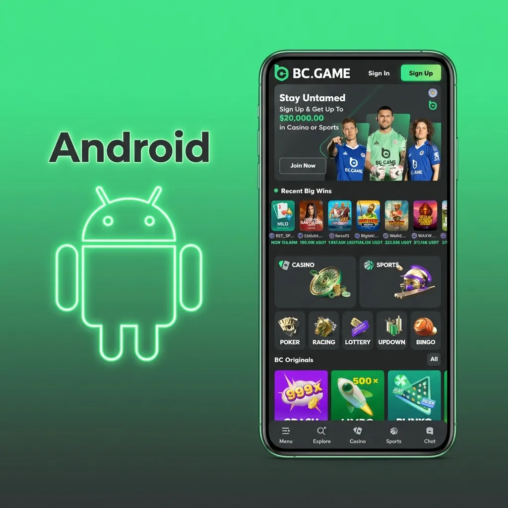 Smartphone screen showing BC Game Android app download and installation steps for betting on sports in India