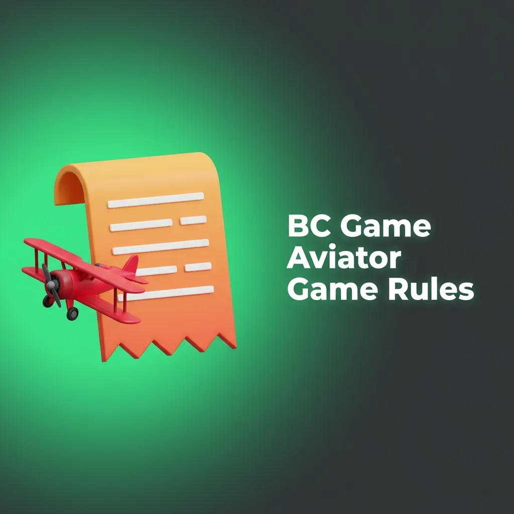 Illustrated BC Game Aviator screen with rising plane multiplier and cash-out rules summarized in text blocks