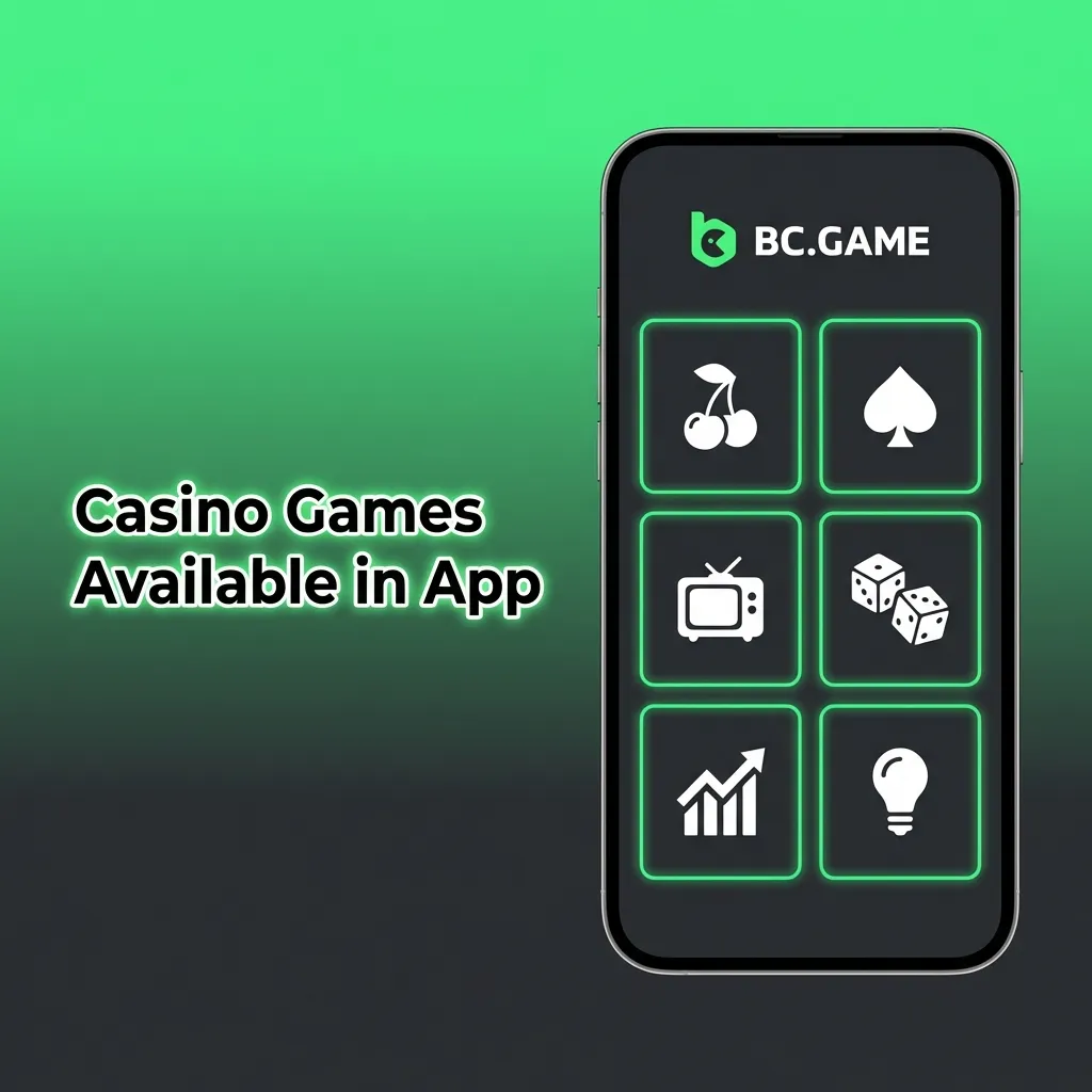 BC Game iOS app screen showing casino lobby with slots, live dealer tables, and crypto games in INR and cryptocurrencies